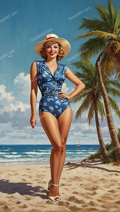 Sunny Seaside Elegance in Vintage Pin-Up