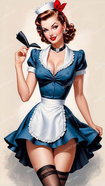 Seductive Vintage Maid: Timeless Pin-Up Charm