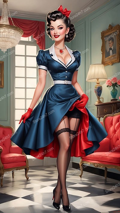 Captivating Pin-Up Maid Exudes Vintage Glamour