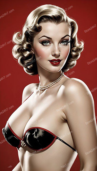 Sultry 1930s Pin-Up Model in Elegant Attire