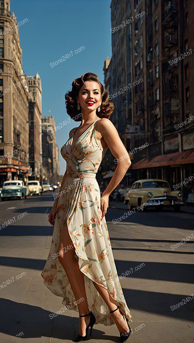 Sunlit Twirl on a Vintage City Avenue