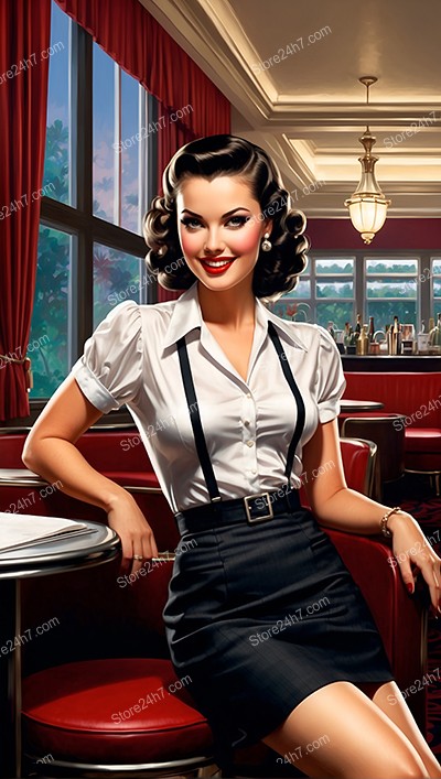 Classic Pin-Up Waitress Charms at Retro Diner