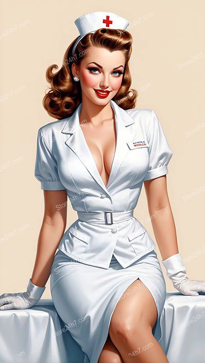 Nostalgic Pin-Up Nurse: Elegance in Healthcare Imagery