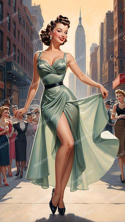 Swirling Skirt: Classic Pin-Up Dancing on Fifth Avenue