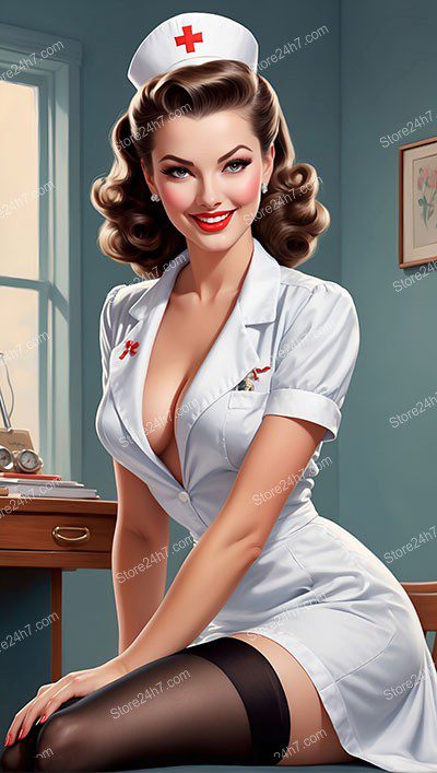 Classic 1940s Nurse in Pin-Up Style