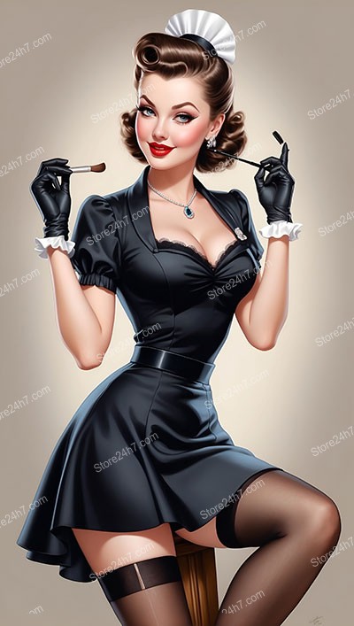Sophisticated Pin-Up Maid with Classic Charm and Grace