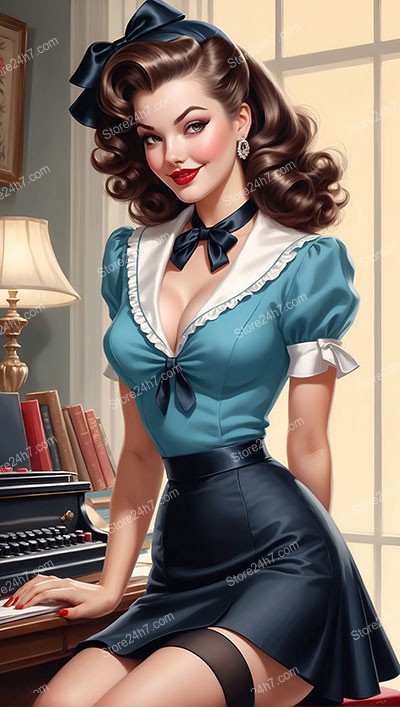 Classy Pin-Up Maid Engages in Vintage Flirtation