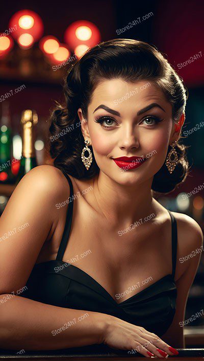 Pin-Up Girl Glamour at Cozy Bar