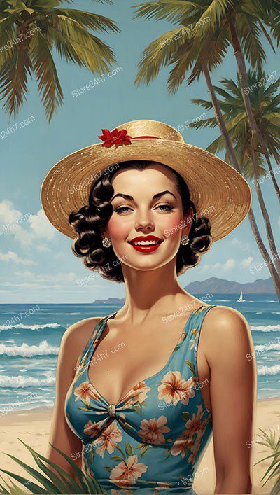 Vintage Seaside Glamour in Pin-Up Style
