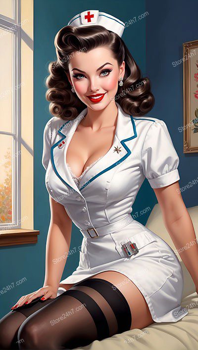 Mid-Century Pin-Up Nurse: Charm and Care
