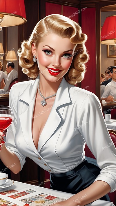 Retro Diner: Charming Waitress Serves Classic Elegance
