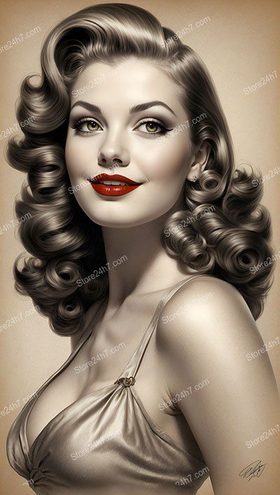 Vintage Elegance in Sepia: Classic Pin-Up Glamour