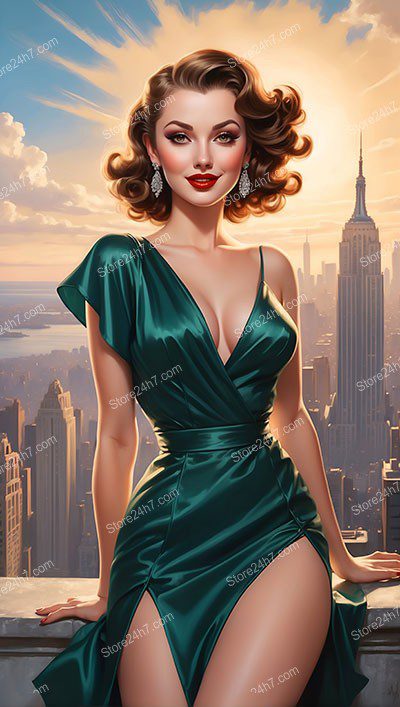 New York Skyline Embraced by Pin-Up Elegance