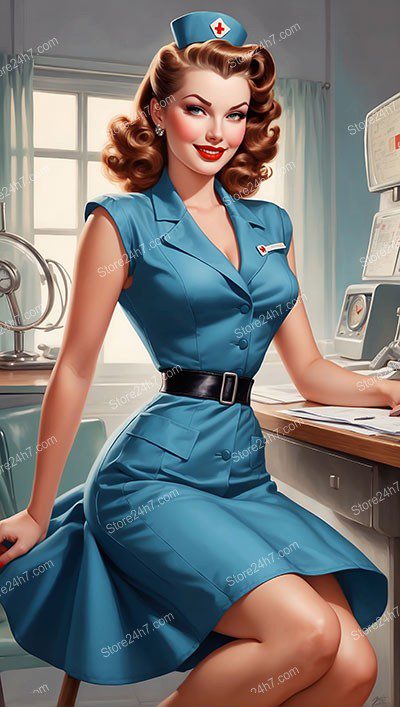 Retro Pin-Up Nurse: Mid-Century Charm Captured