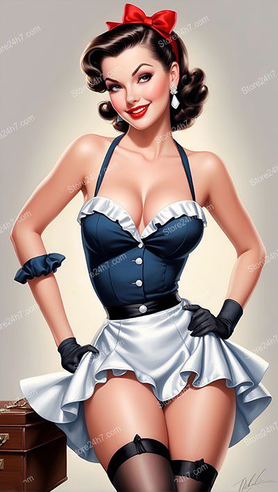 Captivating Pin-Up Maid: Vintage Charm and Seductive Stockings
