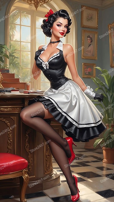 Charming Maid in Classic Pin-Up Style