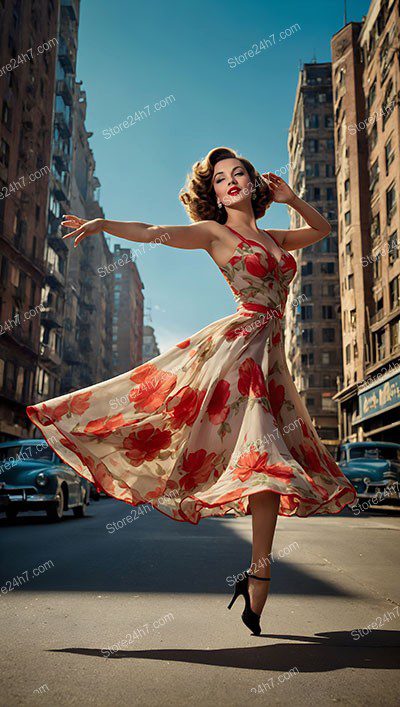 Floral Frock Frenzy: Vintage Pin-Up Dance