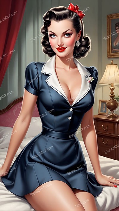 Retro Pin-Up Maid Flirting with 1930s Elegance