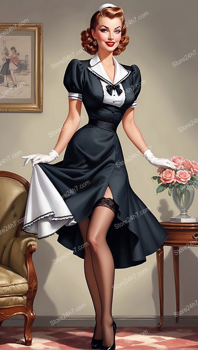 Timeless Pin-Up Maid: Elegance with a Seductive Twist