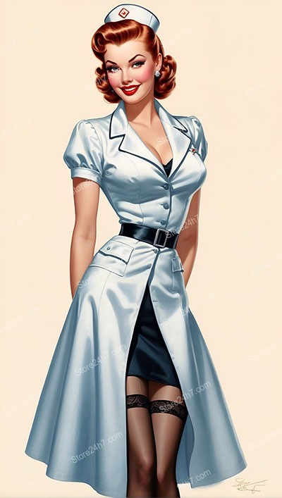 Radiant 1930s Nurse in Pin-Up Splendor