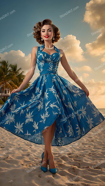 Seaside Breeze: Pin-Up Girl's Tropical Elegance