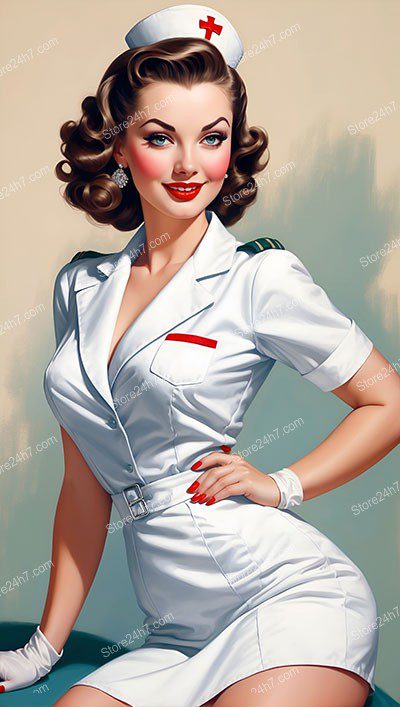 Classic Pin-Up Nurse: Mid-Century Beauty