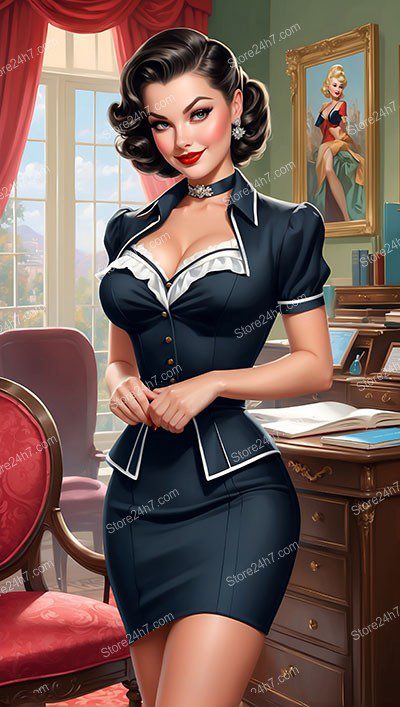 Charming 1930s Pin-Up Secretary Coyly Catches Your Eye