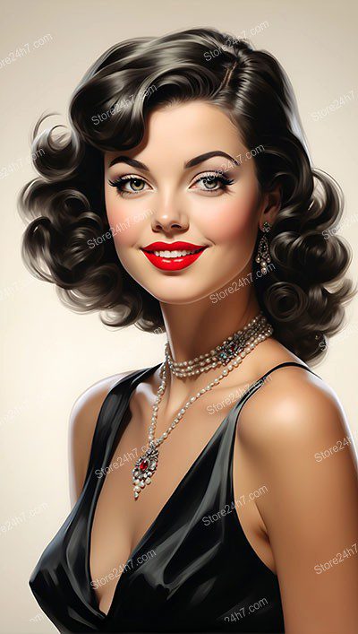 Glamorous 1930s Pin-Up Style Beauty Portrait