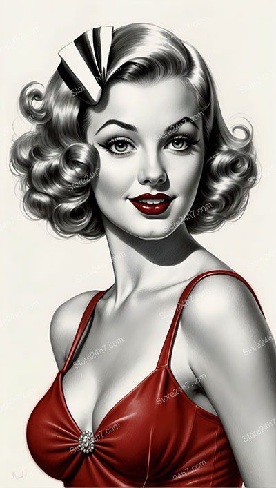 Radiant Vintage Pin-Up Beauty with Bow
