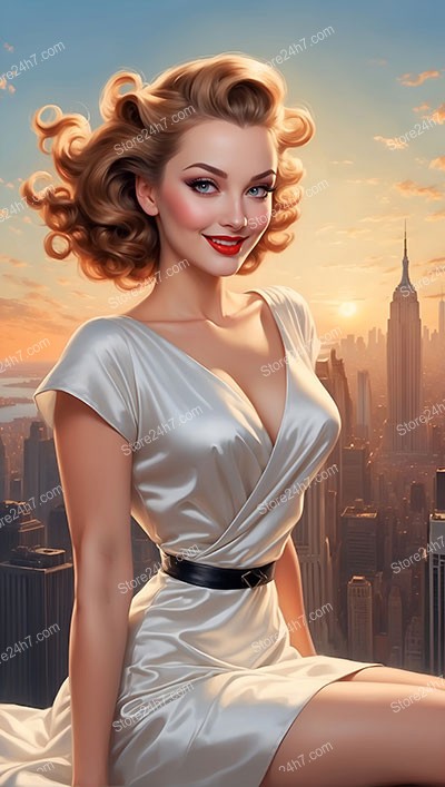 New York Skyline with Stunning Pin-Up Girl
