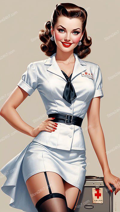 Retro Chic Pin-Up Nurse with Classic Style
