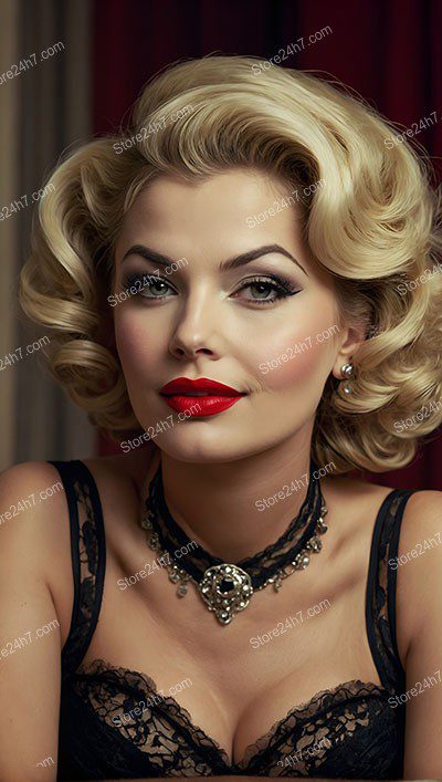 Vintage Glamour: Classic Pin-Up in Lace and Pearls
