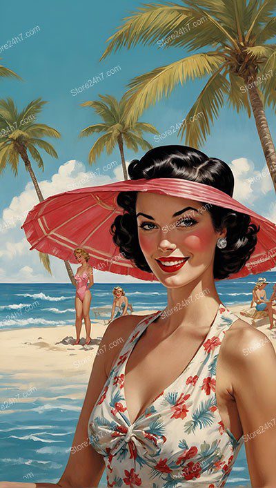 Tropical Beach Day with Pin-Up Charm