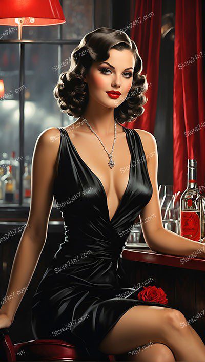 Sultry Evening Glow: 1930s Bar Pin-Up Beauty