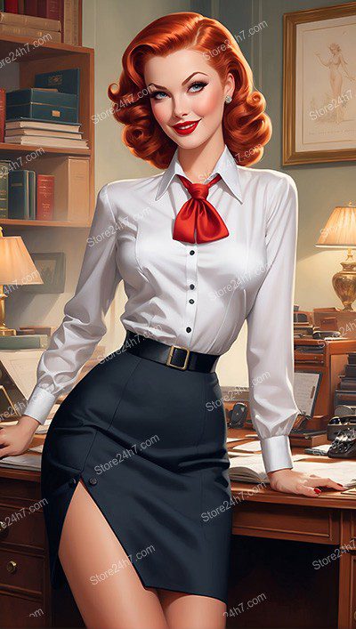 Radiant Pin-Up Secretary Charms in Classic Style