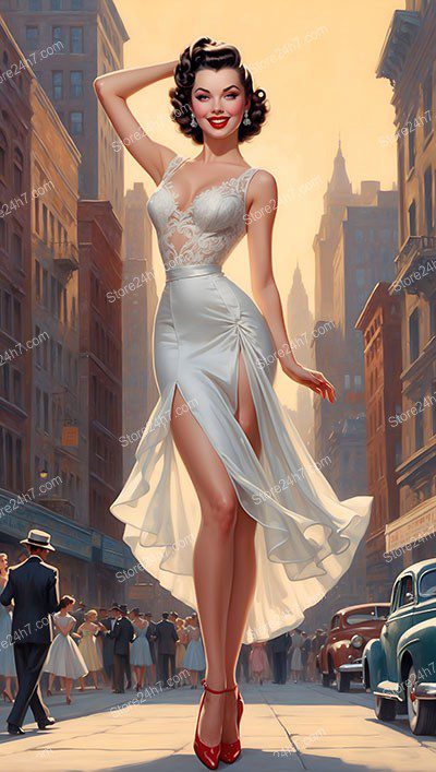 Timeless Pin-Up Dancing Bliss on Sunlit Street