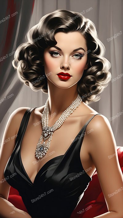 Alluring Vintage Beauty: Classic Pin-Up in Satin