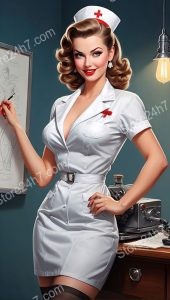 Charming Retro Nurse in Pin-Up Style