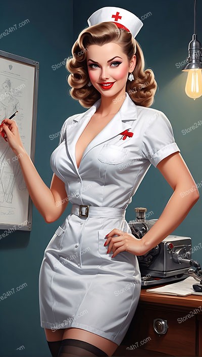 Charming Retro Nurse in Pin-Up Style