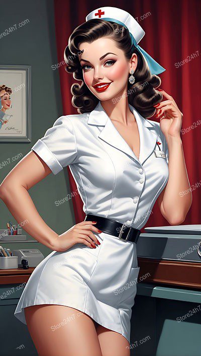 Classic Pin-Up Nurse: Vintage Beauty in Healthcare