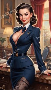 Playful 1930s Pin-Up Secretary Flirts with Boss
