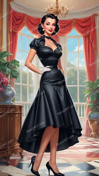 Elegant 1930s Pin-Up Maid in Stately Home