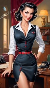 Alluring Secretary with Vintage Pin-Up Style Charm