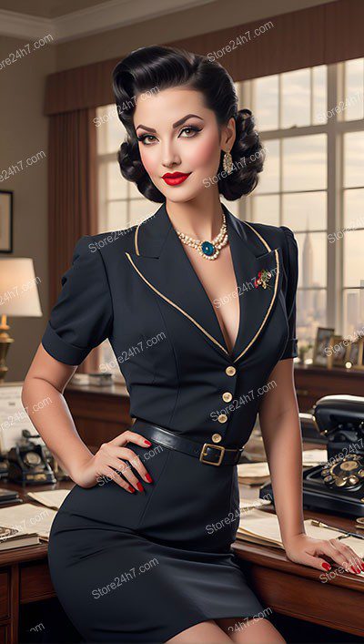 Elegant 1930s Secretary Captures Pin-Up Charm