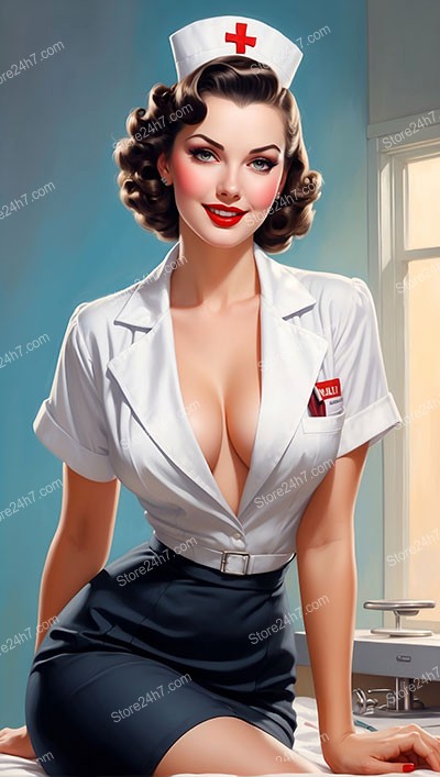 Glamorous 1930s Pin-Up Nurse Illustration