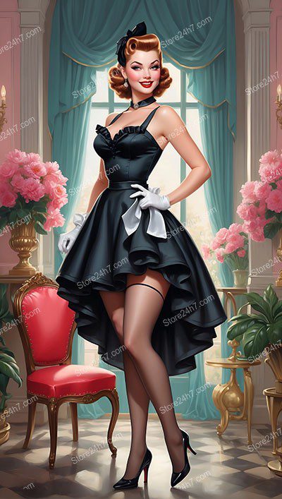 Elegant Pin-Up Maid: Timeless Allure Captured