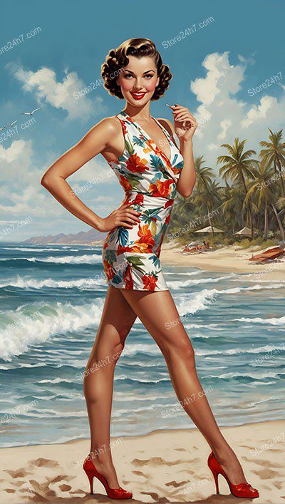 Elegant Pin-Up: Tropical Style and Classic Charm