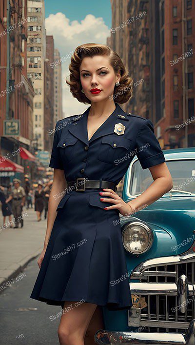 Nostalgic Urban Elegance in Police Pin-Up