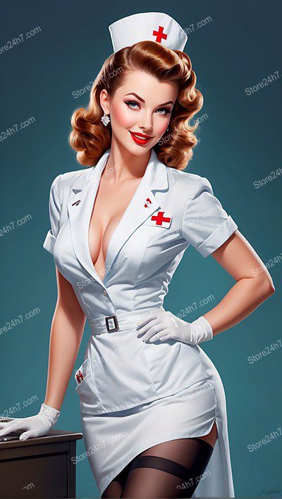 Classic Pin-Up Nurse: Timeless Mid-Century Charm