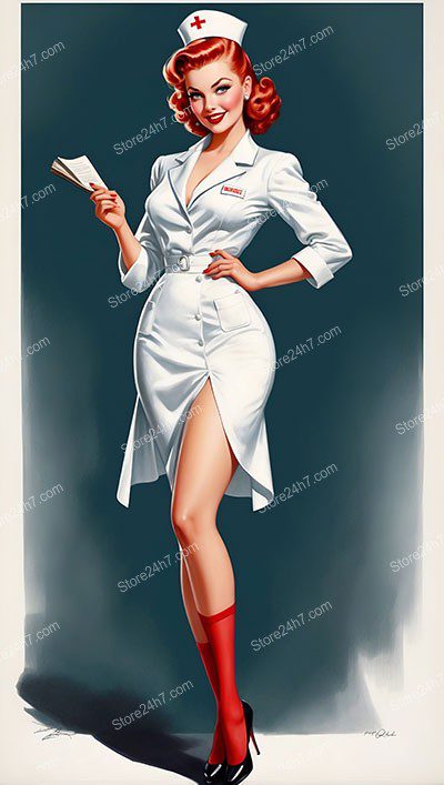 Retro 1930s Pin-Up Nurse Illustration